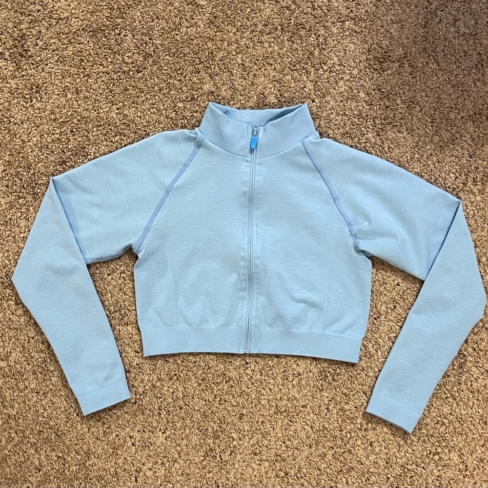 Alphalete Sky Blue cropped Zip-up